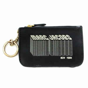 【中古】マークジェイコブス MARC JACOBS 小銭入れ コインケース カードケース ロゴ キーチャーム付き 黒 レディース