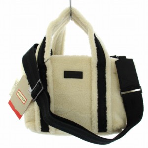 【中古】未使用品 ハンター HUNTER WANDERER SHERPA MINI TOTE トートバッグ ショルダーバッグ 2WAY 白 黒 レディース