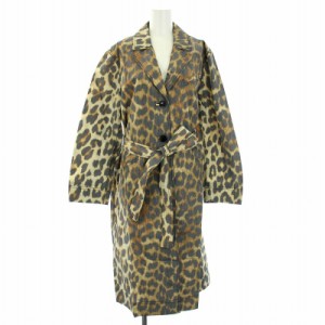 【中古】未使用品 ガニー 24SS Trench coat in leopard faille トレンチコート スプリングコート 36 S 茶 レディース