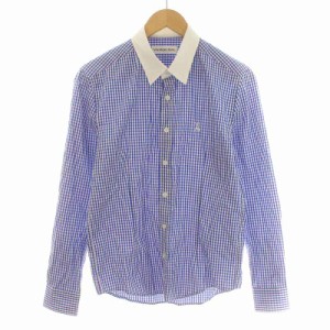 【中古】ヴァンキッシュ VANQUISH Monogram VA Logo Gingham Check Shirt カジュアルシャツ ギンガムチェック M 青 白