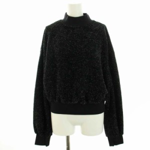 【中古】エムエスジーエム MSGM カットソー 長袖 モックネック ラメ M 黒 ブラック /KQ  レディース