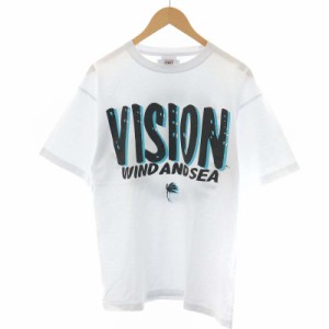 【中古】ウィンダンシー WIND AND SEA × VISION STREET WEAR Tシャツ カットソー 半袖 ロゴ M 白