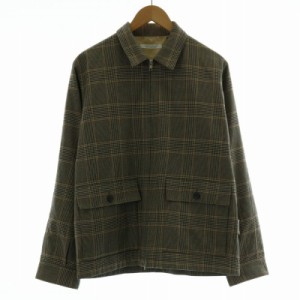 【中古】JOURNAL STANDARD 18AW ステンカラー ジャケット ジップアップ グレンチェック コットンウール L 茶