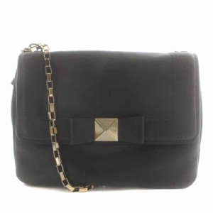 【中古】ケイトスペード KATE SPADE ショルダーバッグ レザー チェーン リボン 黒 ブラック /YI5 レディース