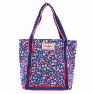 【中古】キャスキッドソン Cath Kidston トートバッグ ハンドバッグ 花柄 キャンバス 青 ブルー ピンク レディース