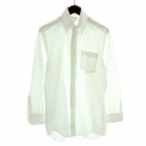 【中古】ランバン LANVIN COLLECTION ワイシャツ ドレスシャツ ボタンダウンシャツ 長袖 ロゴ刺繍 白 ホワイト /NW36