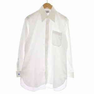 【中古】ダンヒル dunhill オーダーメイド ワイシャツ カフスボタン チェック柄 長袖 シャツ 白 ホワイト