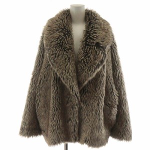 【中古】シンクファー THINK FUR エコファーコート ロング丈 アウター F グレー 茶 ブラウン /AN5 レディース