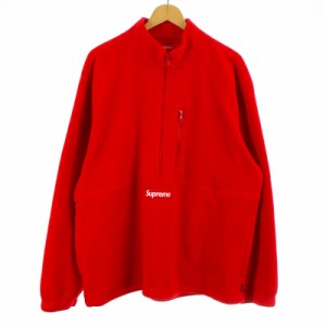 【中古】SUPREME 20FW Polartec Half Zip Pullover 長袖 フリース ボックスロゴ L 赤 レッド