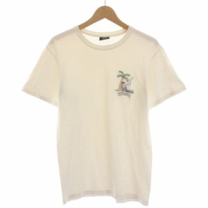 【中古】ステューシー STUSSY Tシャツ カットソー 半袖 クルーネック ロゴ刺繍 S 白 ホワイト /BB メンズ