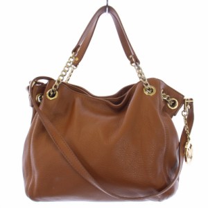 【中古】マイケルコース MICHAEL KORS ショルダーバッグ ハンドバッグ 2WAY チェーン レザー 茶 ブラウン レディース