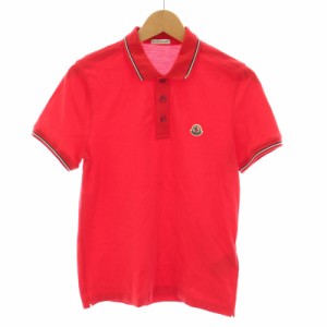 【中古】モンクレール MONCLER MAGLIA POLO MANICA CORTA ポロシャツ ハーフボタン 半袖 ロゴワッペン S 赤 メンズ