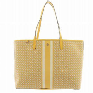 【中古】トリーバーチ TORY BURCH デイリリー ティー ザグ DAYLILY T ZAG トートバッグ ハンドバッグ 黄 白