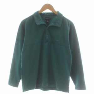 【中古】パタゴニア Patagonia フリースジャケット ハーフボタン ボトルネック 2way ロゴ ワンポイント XS 青