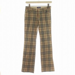 【中古】バーバリーブルーレーベル BURBERRY BLUE LABEL ストレッチパンツ ノバチェック スリム パンツ 36 ベージュ