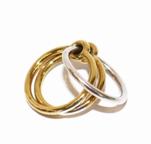 【中古】シャルロットシェネ Three Lovers Ring スリーラバーリング 指輪 ゴールドカラー シルバーカラー