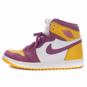 【中古】ナイキ NIKE Air Jordan 1 High OG Brotherhood スニーカー シューズ レザー US10.5 28.5?p 紫 黄 メンズ