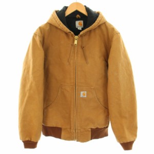 【中古】カーハート carhartt DUCK QUILTED FLANNEL-LINED ACTIVE JACKET フード ジップアップ S 茶 メンズ