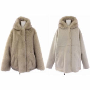 【中古】シンクファー THINK FUR 22AW リバーシブル ムートンコート ファーコート ミドル F ベージュ レディース