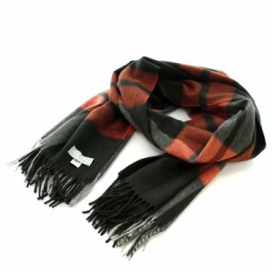 【中古】ジョシュアエリス CASHMERE SCARVES マフラー ストール チェック 190×70 オレンジ CPG51173 レディース