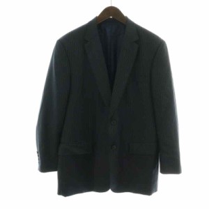 【中古】ポールスミス Ermenegildo Zegna テーラードジャケット シングル 総裏地 ストライプ L 黒 青 ライトグリーン