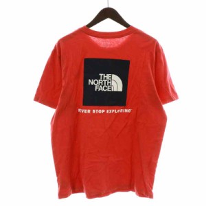 【中古】ザノースフェイス ボックスロゴハーフドームプリント半袖Tシャツ カットソー 半袖 クルーネック L 赤 黒 白