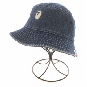 【中古】アベイシングエイプ A BATHING APE デニム バケットハット 帽子 ワンポイント 刺繍 M インディゴ /SI6 メンズ