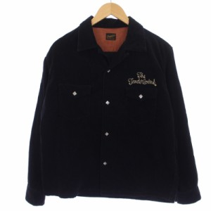 【中古】テンダーロイン TENDERLOIN コーデュロイシャツ 長袖 ロゴ刺繍 S 黒 ブラック /BM メンズ