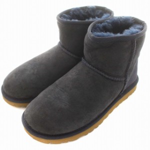 【中古】アグ UGG australia ムートンブーツ 5854 CLASSIC MINI クラシックミニ シープスキン US5 22cm ネイビー