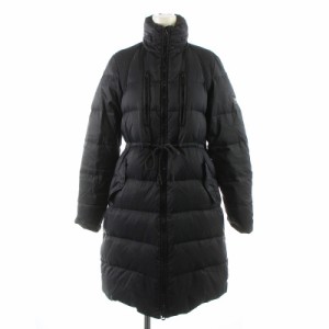 【中古】ディーゼル DIESEL ダウンコート ロング ジップアップ フード ナイロン XS 黒 ブラック /KU レディース