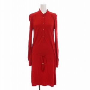 【中古】ダイアンフォンファステンバーグ DIANE von FURSTENBERG ワンピース ロング バンドカラー 長袖 2 M 赤 レッド