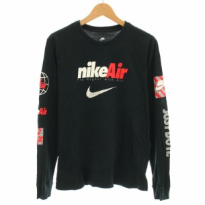 【中古】ナイキ NIKE Tシャツ ロンT 長袖 クルーネック ロゴ プリント L 黒 ブラック /BB メンズ