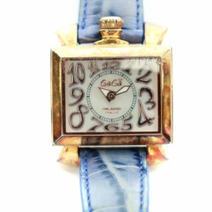 【中古】ガガミラノ ナポレオーネ レディー Napoleone Lady 腕時計 クォーツ アナログ 2針 レザーベルト 白文字盤 紺