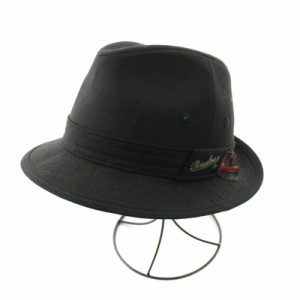 【中古】ボルサリーノ Borsalino チロリアンハット 帽子 羽 装飾 ウール 58cm 黒 ブラック /BB メンズ