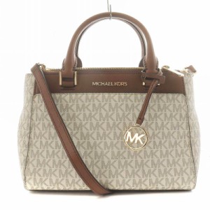 【中古】マイケルコース MICHAEL KORS MKシグネチャー ハンドバッグ ショルダーバッグ 2way レザー 白 ホワイト 茶