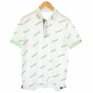 【中古】ニューバランス golf ゴルフウェア ポロシャツ 半袖 総柄 ロゴ プリント 5 XL-2XL 白 A0821FP225 メンズ