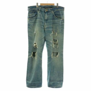 【中古】リー RIDERS BEAMS 別注 23SS クラッシュ 101Z Crush デニムパンツ ジーンズ USED加工 36 XXL 青