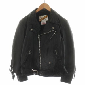 【中古】シュプリーム SUPREME × Schott 17FW Chief Tassel Perfect Jacket ライダースジャケット S 黒