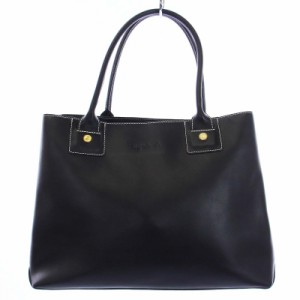 【中古】アニエスベー ボヤージュ Agnes b. VOYAGE トートバッグ ハンドバッグ レザー ロゴ 黒 ブラック