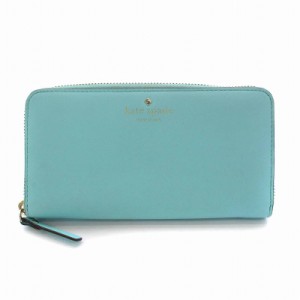 【中古】ケイトスペード KATE SPADE 長財布 ラウンドファスナー レザー 牛革 水色 ライトブルー /YM レディース