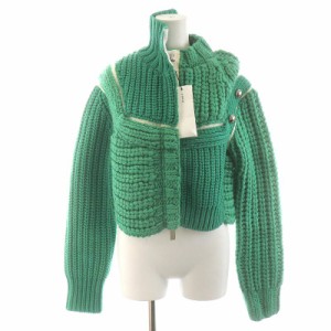 【中古】サカイ sacai パッチワークニットカーディガン ウール 2 M 緑 グリーン 22-06232 /AN24 レディース