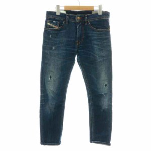 【中古】ディーゼル DIESEL THOMMER デニムパンツ ジーンズ ジップフライ ダメージ加工 USED加工 W28 L30 S 紺