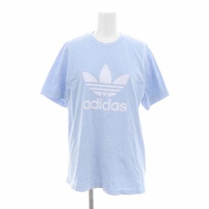 【中古】アディダスオリジナルス adidas originals Tシャツ カットソー 半袖 ロゴプリント M 水色 白 レディース