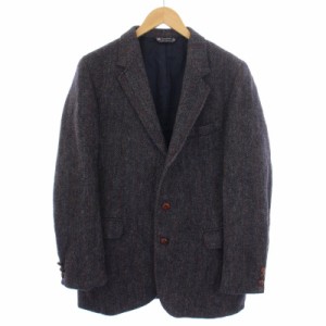 【中古】ハリスツイード Harris Tweed テーラードジャケット 総裏地 シングル 2B ストライプ グレー メンズ