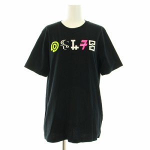 【中古】ディーゼル DIESEL Tシャツ カットソー 半袖 クルーネック ロゴ プリント XS 黒 ブラック /BB レディース