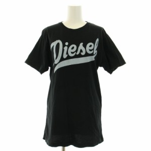 【中古】ディーゼル DIESEL Tシャツ カットソー 半袖 クルーネック ロゴ プリント S 黒 ブラック /BB レディース