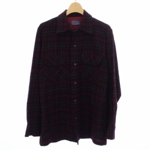 【中古】ペンドルトン PENDLETON 50’S シャツ 長袖 チェック オープンカラー S 赤 レッド /KH メンズ