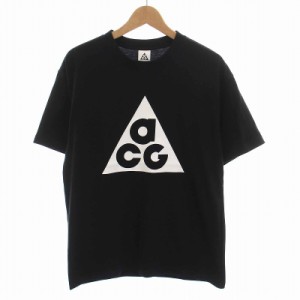 【中古】ナイキ NIKE ACG HYBRID S/S TEE Tシャツ カットソー クルーネック プリント 半袖 S 黒 ブラック DJ3645-010