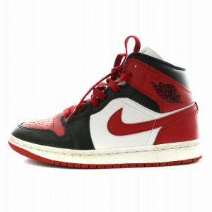 【中古】ナイキ NIKE エア ジョーダン ミッド WMNS Air Jordan 1 Mid スニーカー シューズ 24.0cm 赤 レッド 白 黒