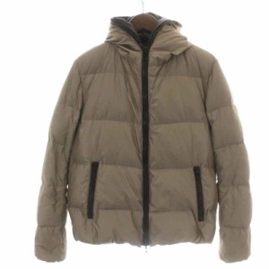 【中古】ダブルジェイケイ フルジップダウン full zip down ジャケット ジップアップ フード S グレージュ 2178 cf19e